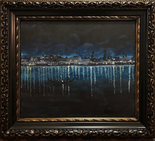 Gondola on the Lake at Night van Cricket, Schilderij te koop op Singulart