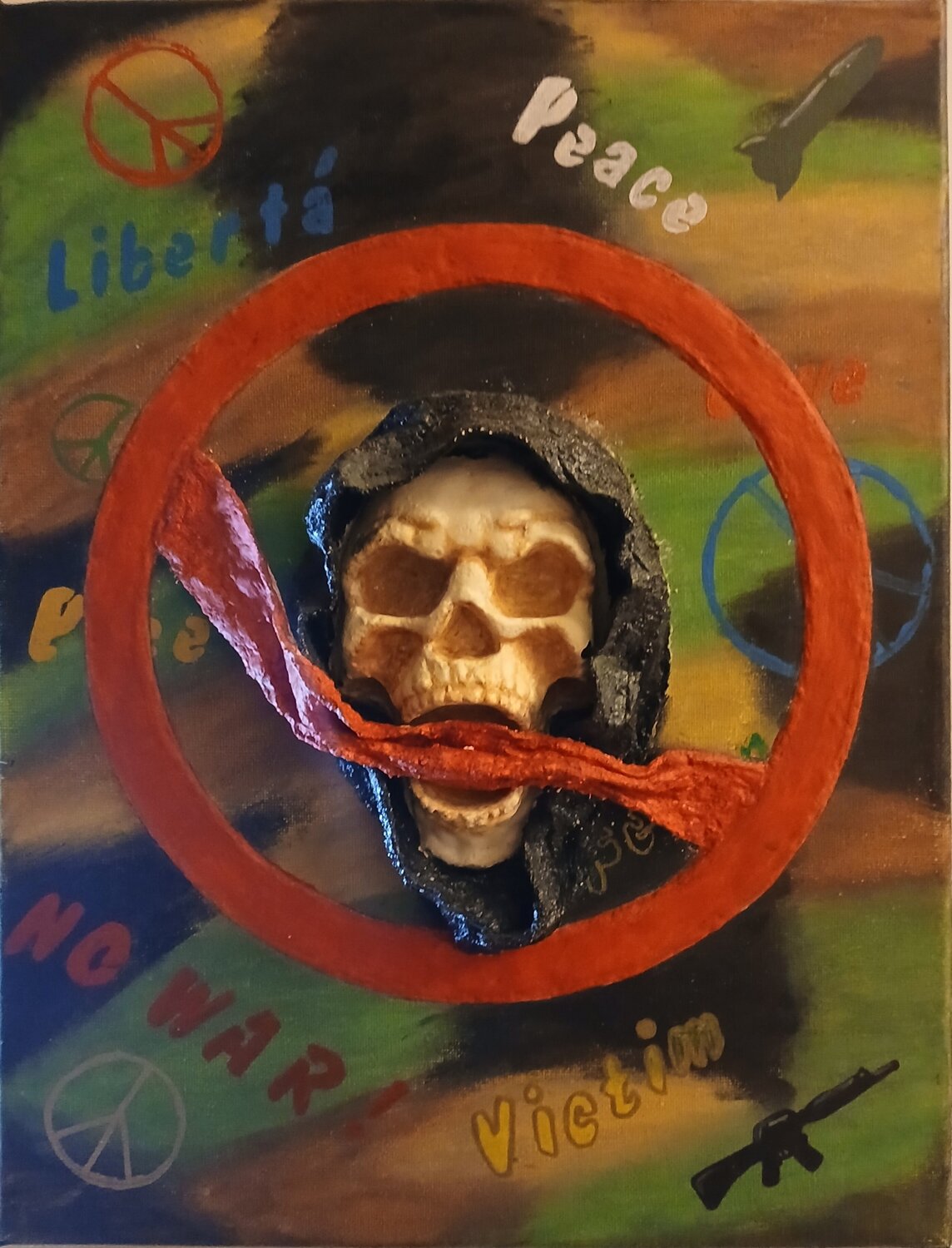 Stop war Maria Vincenza (Obscuria) Vecchio Peinture originale à vendre