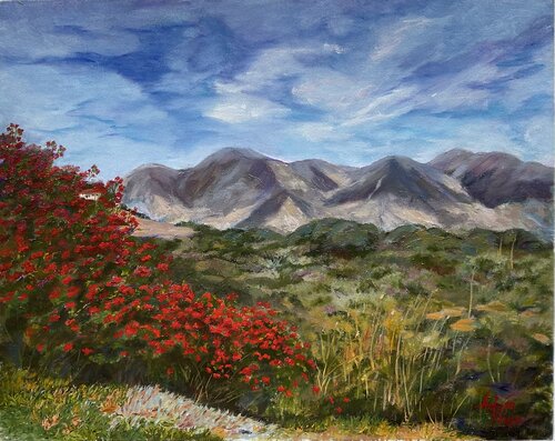 Foothill Blooms par Anjum Khan, Peinture en vente sur Singulart