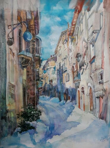 VICOLO IN ABRUZZO van INDRA KRECERE, Schilderij te koop op Singulart