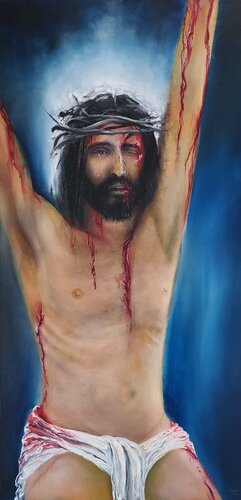 It Is Finished: The Crucifixion of Jesus Christ di Rebecca Burr, Pittura in vendita su Singulart