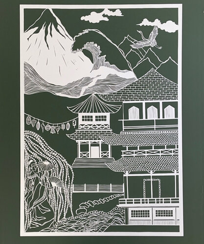 "Mødet med Japan" / "Meeting Japan" van Amalie Bang, Werk op papier te koop op Singulart