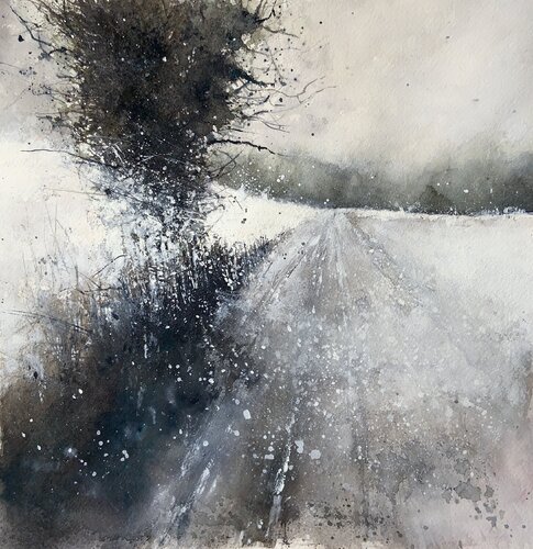 Winterpfad am Wiesensaum / Winter Path at the Meadow’s Edge.. di Vitalii Protasov, Pittura in vendita su Singulart