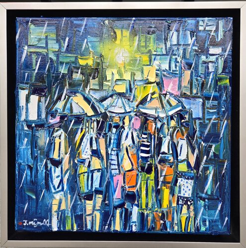 Rain Storm Shoppers von Joachim McMillan, Malerei kaufen auf Singulart