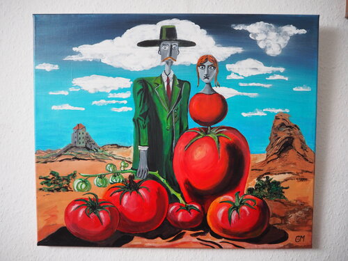 Surreal Tomato Farmers di Gabriele Müller, Pittura in vendita su Singulart