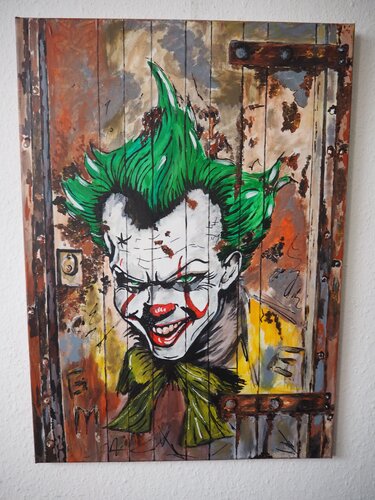 Evil Clown with green Hair di Gabriele Müller, Pittura in vendita su Singulart