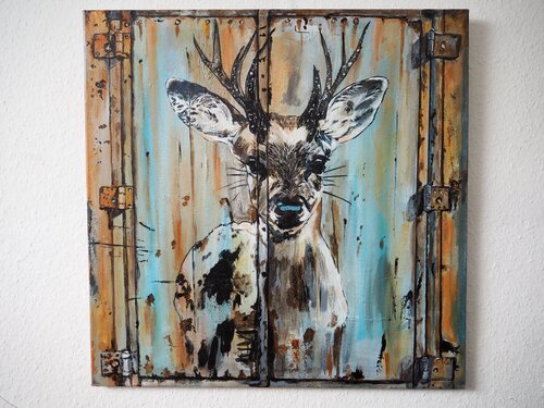 Graffiti Hirsch auf Containertür by Gabriele Müller, Painting for Sale on Singulart