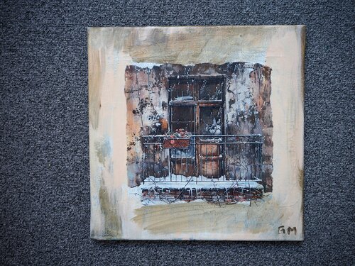 Monotypie - Winterbalkon par Gabriele Müller, Autres supports en vente sur Singulart