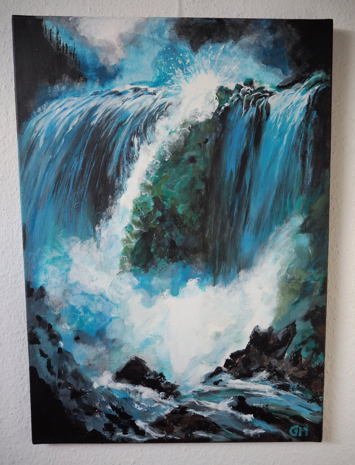 Landscape Waterfall Gabriele Müller Original painting for sale