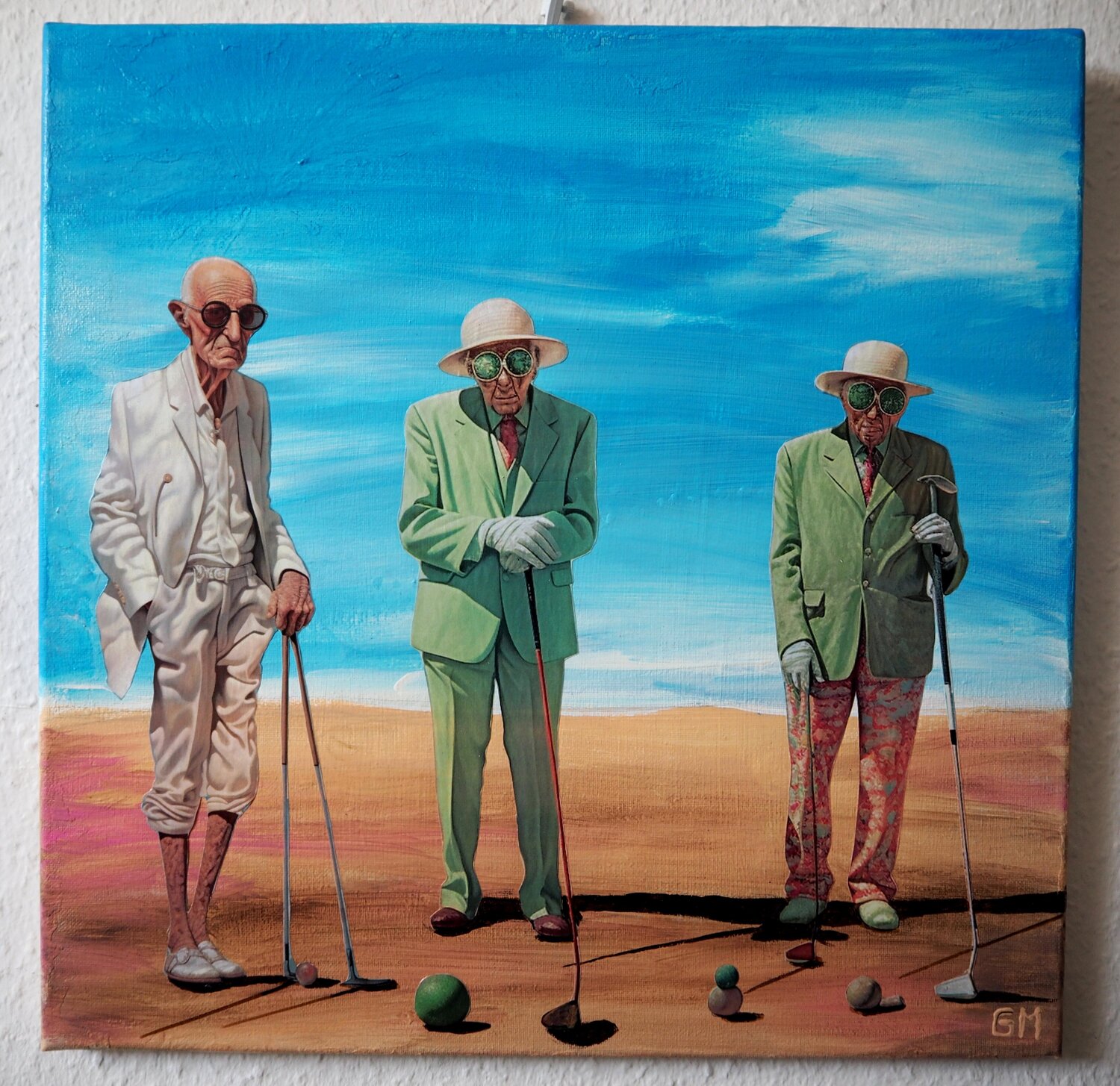 Collage Beach Golfer + Animation QR Code rückseitig Gabriele Müller