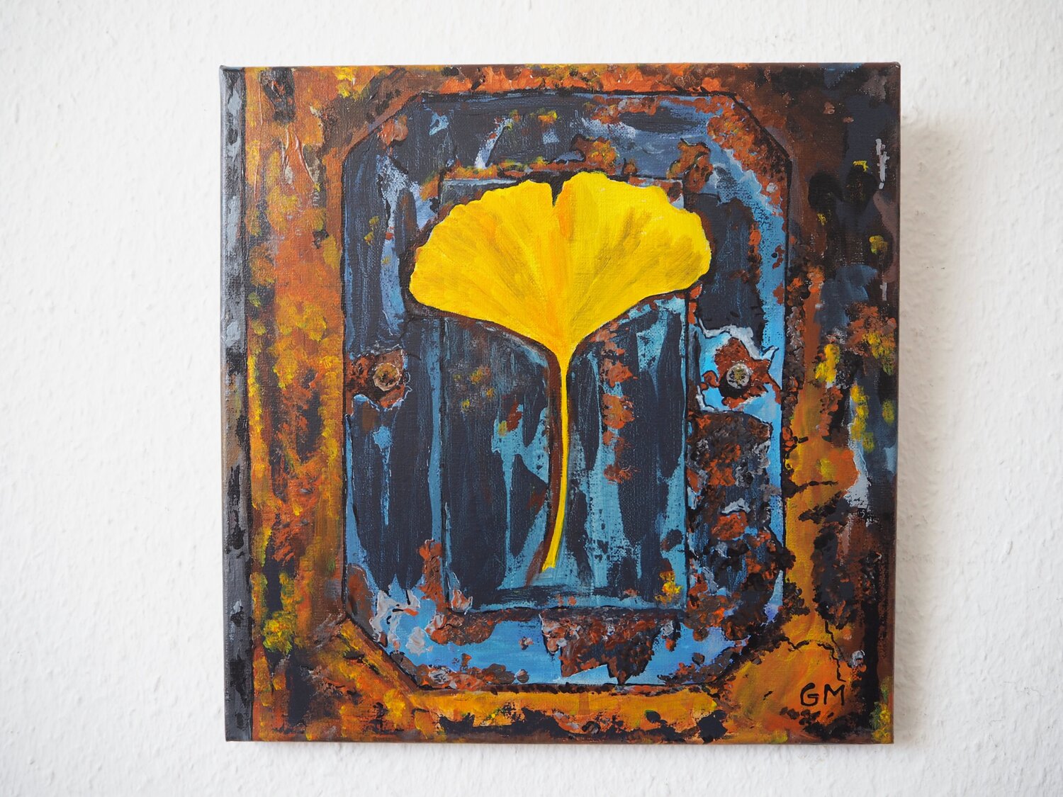 Gelbes Ginkgo Blatt 2 Gabriele Müller Original painting for sale