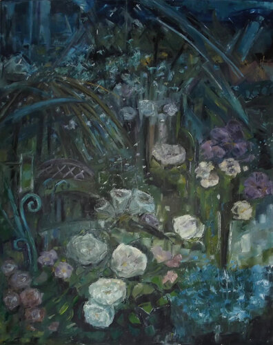 Moonlit Roses by Wendy Raphael, Painting for Sale on Singulart