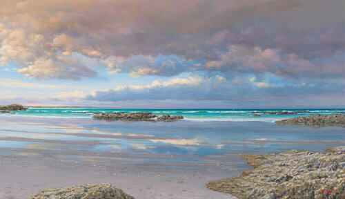 Cormorants heading off to fish di Andrew Cooper, Pittura in vendita su Singulart
