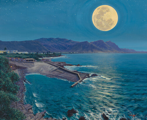 Full Moon, old harbour Hermanus Andrew Cooper