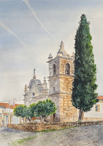 Igreja Paroquial de Barreira - Igreja de Santa Catarina van Irina Kurganskaya, Schilderij te koop op Singulart