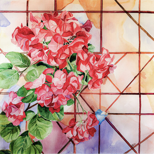 Red Bougainvillea de Irina Kurganskaya, Pintura a la venta en Singulart