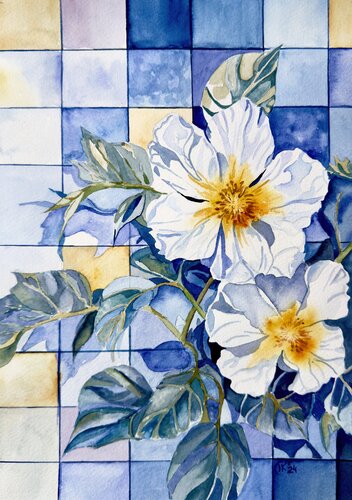 White Cistus Flowers by Irina Kurganskaya, Painting for Sale on Singulart