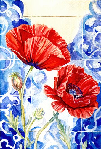 Red Poppies van Irina Kurganskaya, Schilderij te koop op Singulart