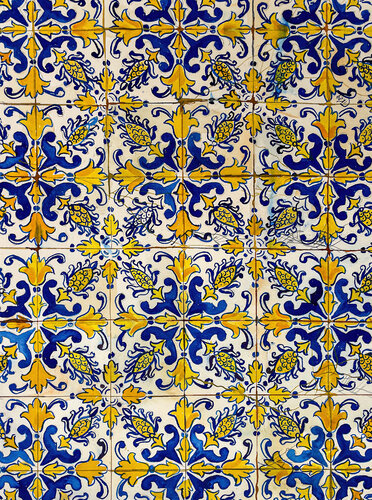 Blue and Yellow Azulejo Tiles di Irina Kurganskaya, Pittura in vendita su Singulart