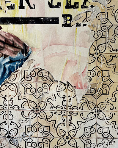 Uncovered Legacy: Portugal Brown and Beige Azulejo Tiles von Irina Kurganskaya, Malerei kaufen auf Singulart