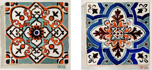 Watercolor Azulejo Diptrich de Irina Kurganskaya, Pintura a la venta en Singulart