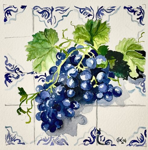 Portuguese Harvest on Azulejo Time – Grapes Mini 3 Irina Kurganskaya