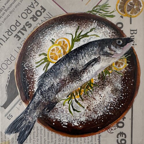 Breaking News: Salt, Lemon and the Catch van Irina Kurganskaya, Schilderij te koop op Singulart