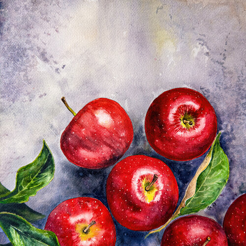 Red Apples on Cement Irina Kurganskaya