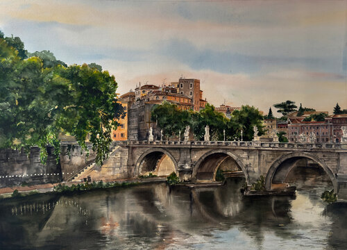 Sant Angelo Bridge von Irina Kurganskaya, Malerei kaufen auf Singulart