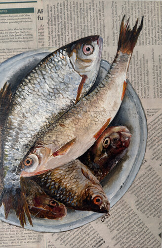 Front Page Dish: Today's Catch von Irina Kurganskaya, Malerei kaufen auf Singulart