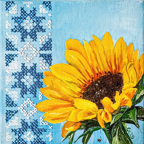Golden Petals, Stitched Stories 2 van Irina Kurganskaya, Schilderij te koop op Singulart