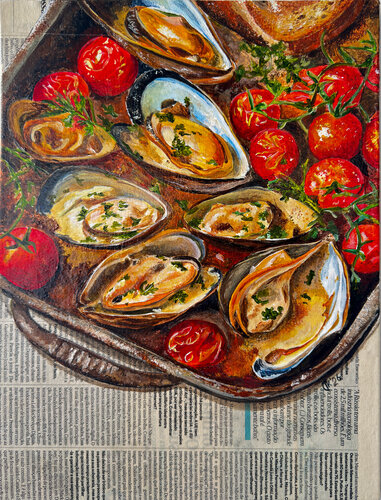Evening Edition: Mussels von Irina Kurganskaya, Malerei kaufen auf Singulart