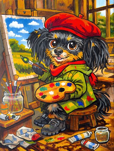 Bon from Lisbon: Little Artist at Work van Irina Kurganskaya, Schilderij te koop op Singulart