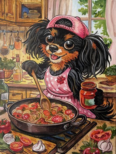 Bon from Lisbon: Little Chef at Work by Irina Kurganskaya, 絵画 for Sale on Singulart