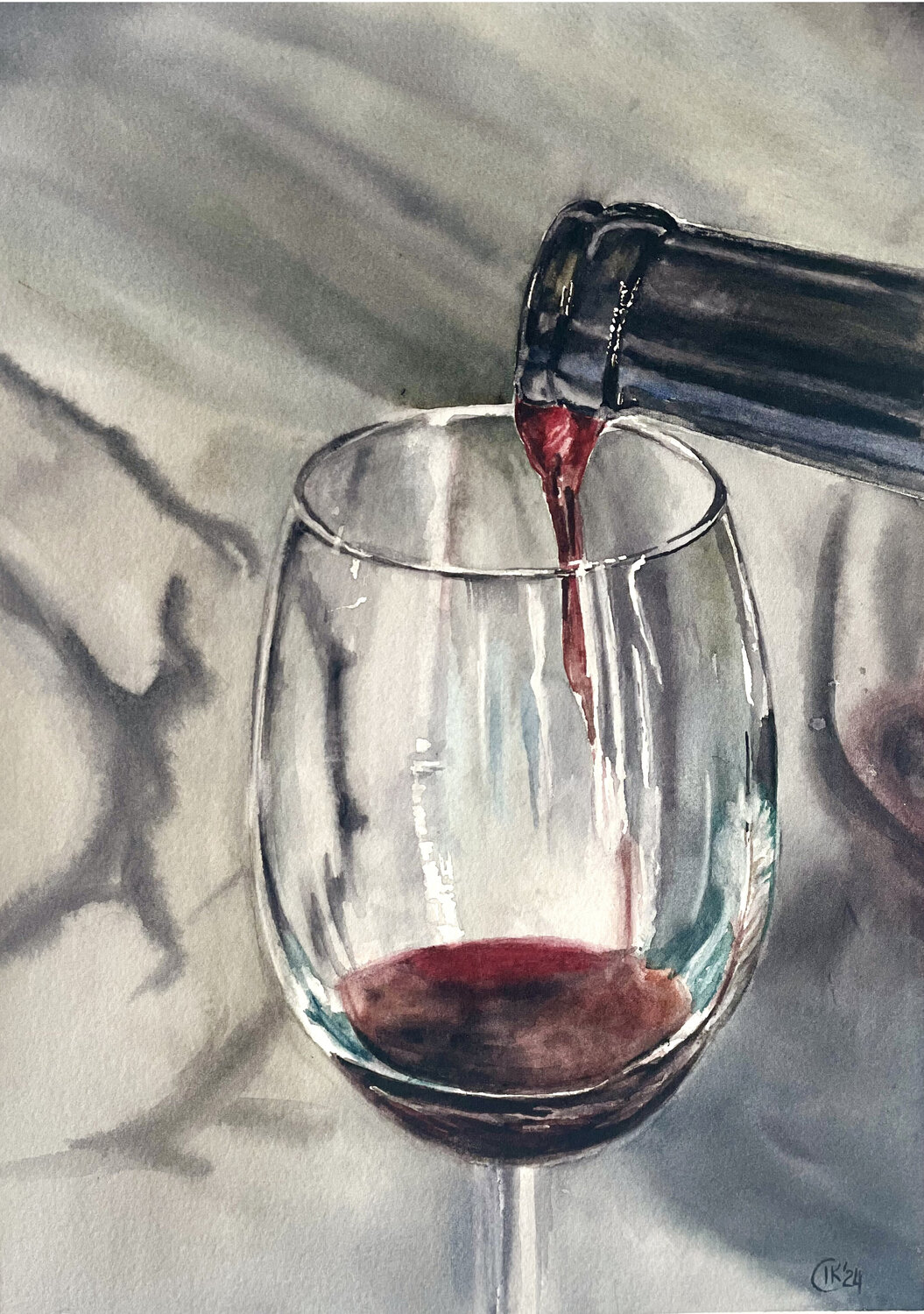 Glass of red wine Irina Kurganskaya Originalgemälde zu verkaufen