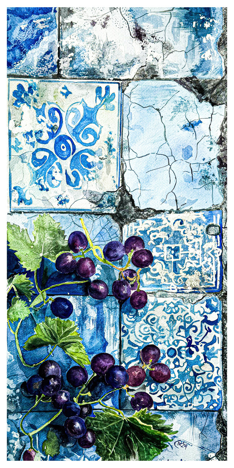 Portuguese Harvest on Azulejo Time – Grapes Irina Kurganskaya