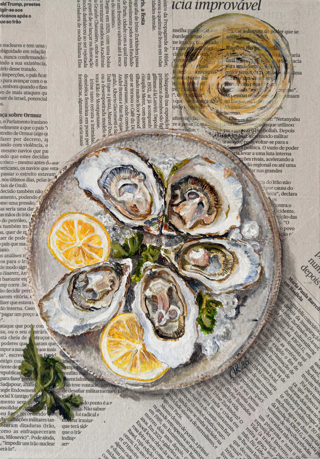 Headlines Served Chilled: Oysters Irina Kurganskaya Peinture originale à vendre