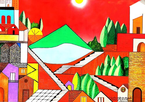 Scalinate-e-scale-un-elemento-permanente-di-arredo-urbano by Romano Mosconi, 회화 for Sale on Singulart