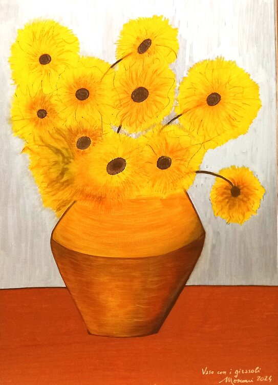 Vaso con i girasoli Romano Mosconi