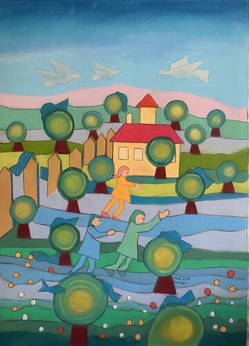 Playing in the Fields von Gerard Ceulemans, Malerei kaufen auf Singulart