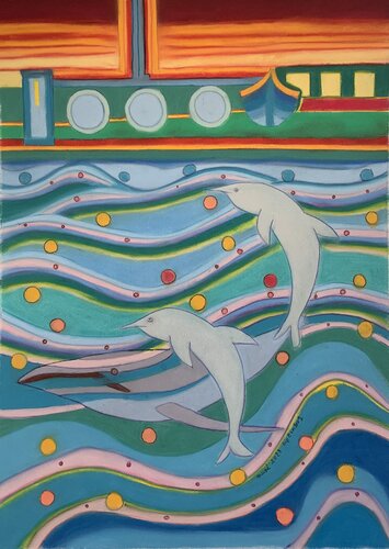 The hidden shark di Gerard Ceulemans, Pittura in vendita su Singulart