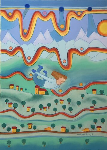 falling from the sky van Gerard Ceulemans, Schilderij te koop op Singulart