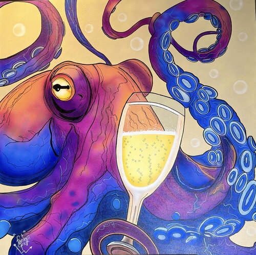 Octopus & Champagne von Fantograff, Malerei kaufen auf Singulart