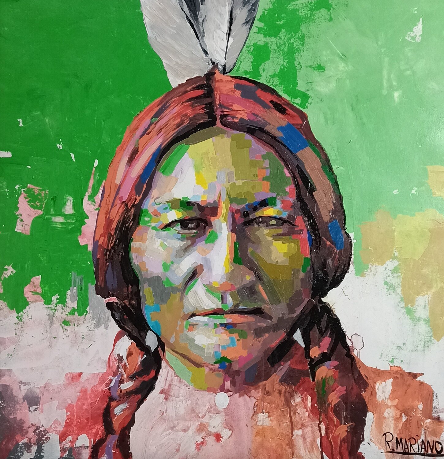 Sitting bull RODRIGO BARBOSA Peinture originale à vendre