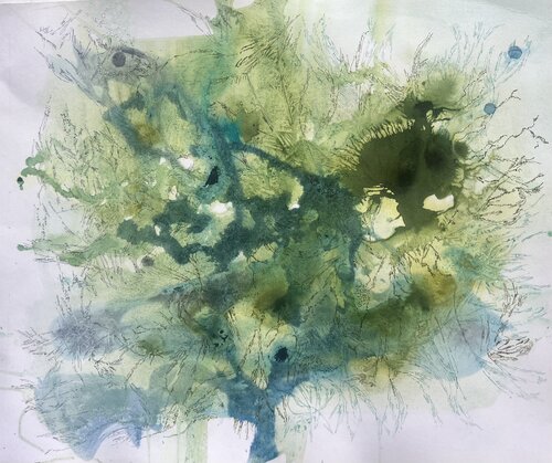 FROZEN PAPER - landscape by Sabine Hilscher, Work on Paper for Sale on Singulart