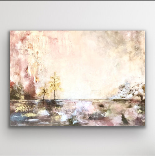 Golden Autumn – Meditative Landscape von Laura Miskinyte, Malerei kaufen auf Singulart