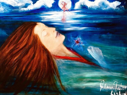 La Communion de Marie de Magdala de JoAnna Falco-Leshin, Pintura a la venta en Singulart