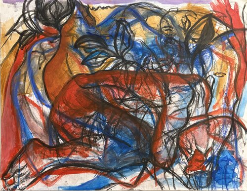 Human asleep in a landscape van Cynthia Ruffin Simon, Werk op papier te koop op Singulart