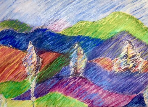 Hilly vineyards near Gaillac, France van Cynthia Ruffin Simon, Werk op papier te koop op Singulart