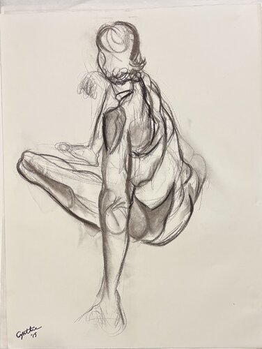 Nue assise au sol by Cynthia Ruffin Simon, 종이 for Sale on Singulart